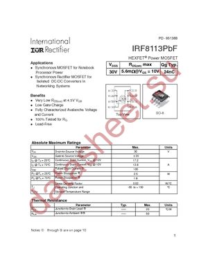 IRF8113PBF datasheet  